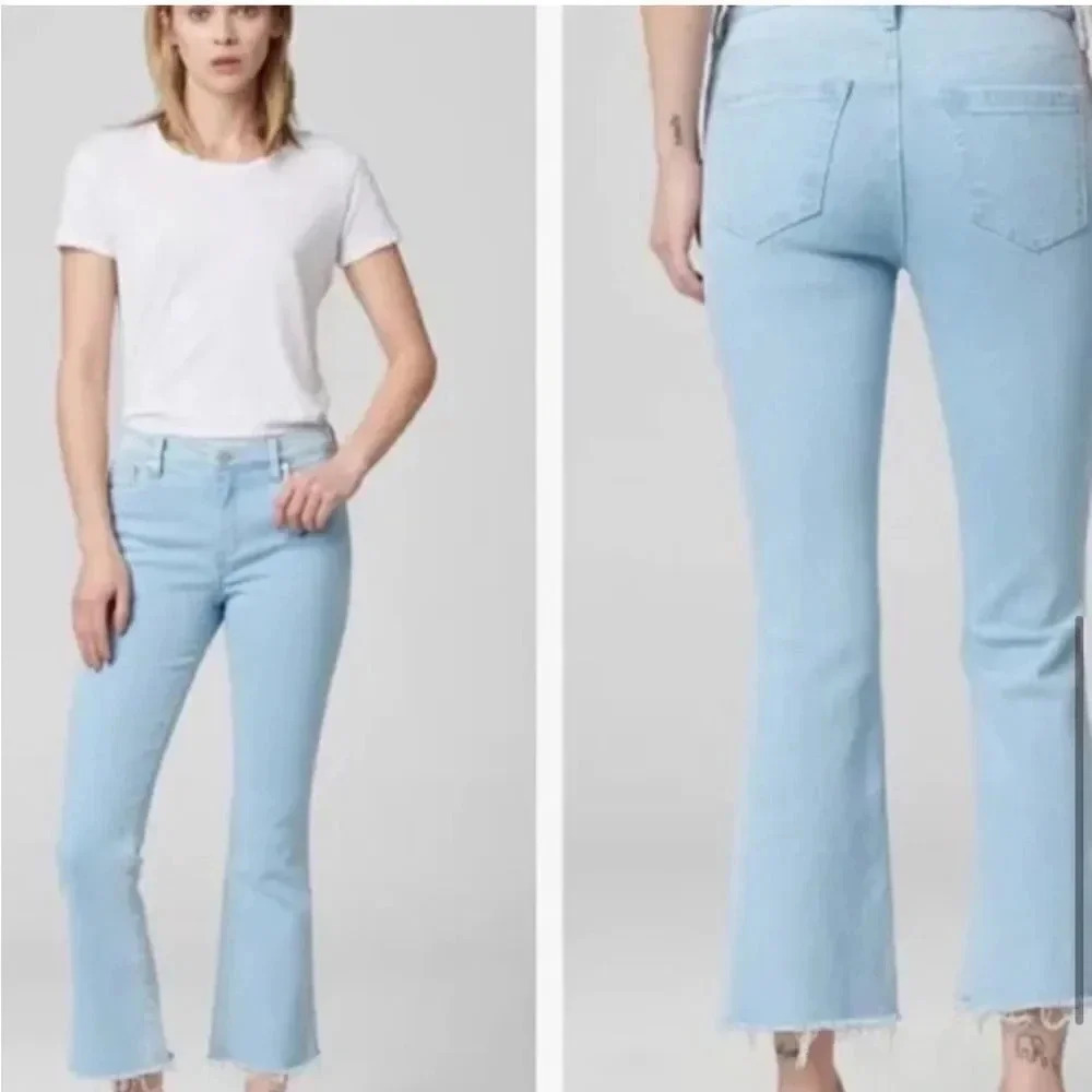 NWT BLANK NYC THE VARICK LIGHT WASH RAW HEM KICK FLARE JEANS SIZE 25